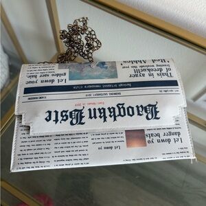 Newspaper Print Clutch with Chain